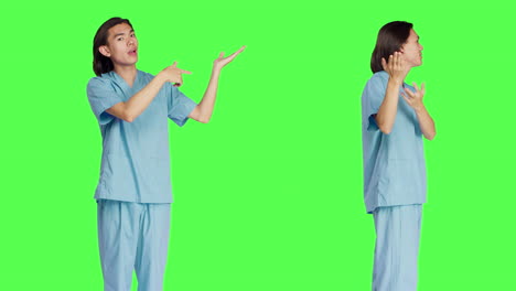 Asiatische-Krankenschwester-Führt-Werbekampagne-Durch